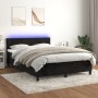 Cama box spring colchón y LED terciopelo negro 140x190 cm
