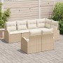 Conjunto de sofá de jardín con cojín 7 pcs Beige Poliratán