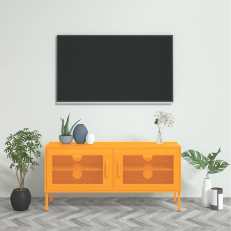 Senfgelber TV-Schrank aus Stahl, 105 x 35 x 50 cm von vidaXL, TV-Möbel - Ref: Foro24-336236, Preis: 134,03 €, Rabatt: %