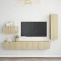 4-teiliges Wohnzimmermöbel-Set aus Sonoma-Eiche von vidaXL, TV-Möbel - Ref: Foro24-3078991, Preis: 164,94 €, Rabatt: %
