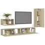 4-teiliges Wohnzimmermöbel-Set aus Sonoma-Eiche von vidaXL, TV-Möbel - Ref: Foro24-3078991, Preis: 164,94 €, Rabatt: %