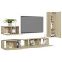 4-teiliges Wohnzimmermöbel-Set aus Sonoma-Eiche von vidaXL, TV-Möbel - Ref: Foro24-3078991, Preis: 165,19 €, Rabatt: %