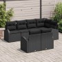 Conjunto de sofá de jardín con cojín 7 pcs Negro Poliratán