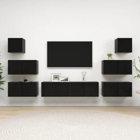 8-Piece Black Chipboard TV Cabinet Set by vidaXL, TV Furniture - Ref: Foro24-3078819, Price: 246,28 €, Discount: %