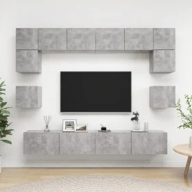 TV-Wohnzimmermöbel-Set, 8-teilig, Betongrau, Holzwerkstoff von vidaXL, TV-Möbel - Ref: Foro24-3079112, Preis: 260,14 €, Rabat...