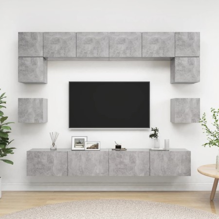 TV-Wohnzimmermöbel-Set, 8-teilig, Betongrau, Holzwerkstoff von vidaXL, TV-Möbel - Ref: Foro24-3079112, Preis: 269,21 €, Rabat...