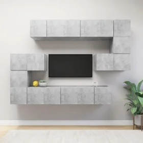 Wohnzimmermöbel-Set 10-teilig aus betongrauem Holzwerkstoff von vidaXL, TV-Möbel - Ref: Foro24-3079144, Preis: 275,99 €, Raba...