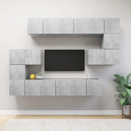 Living room furniture set 10 pieces concrete gray engineered wood by vidaXL, TV Furniture - Ref: Foro24-3079144, Price: 268,6...