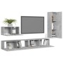TV-Wohnzimmermöbel-Set, 4-teilig, Betongrau, Holzwerkstoff von vidaXL, TV-Möbel - Ref: Foro24-3079096, Preis: 177,51 €, Rabat...