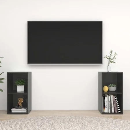 Wandmontierte Wohnzimmermöbel, 2-teilig, glänzend graues Holzwerkstoff von vidaXL, TV-Möbel - Ref: Foro24-3079906, Preis: 64,...