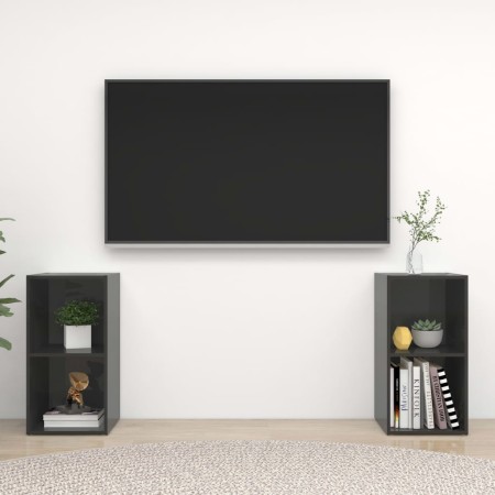 Wandmontierte Wohnzimmermöbel, 2-teilig, glänzend graues Holzwerkstoff von vidaXL, TV-Möbel - Ref: Foro24-3079906, Preis: 67,...
