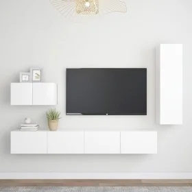 4-teiliges TV-Wohnzimmermöbelset aus weißem Holzwerkstoff von vidaXL, TV-Möbel - Ref: Foro24-3078676, Preis: 198,43 €, Rabatt: %