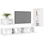 4-teiliges TV-Wohnzimmermöbelset aus weißem Holzwerkstoff von vidaXL, TV-Möbel - Ref: Foro24-3078676, Preis: 189,78 €, Rabatt: %