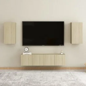 TV-Wände 4 Stück Spanplatte Sonoma-Eiche von vidaXL, TV-Möbel - Ref: Foro24-3078957, Preis: 132,91 €, Rabatt: %