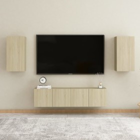 TV-Wände 4 Stück Spanplatte Sonoma-Eiche von vidaXL, TV-Möbel - Ref: Foro24-3078957, Preis: 132,06 €, Rabatt: %