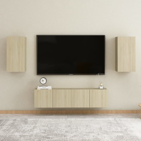 TV-Wände 4 Stück Spanplatte Sonoma-Eiche von vidaXL, TV-Möbel - Ref: Foro24-3078957, Preis: 132,06 €, Rabatt: %