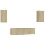 Muebles de pared de TV 4 pzas aglomerado color roble Sonoma de vidaXL, Muebles TV - Ref: Foro24-3078957, Precio: 137,01 €, De...