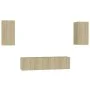 TV-Wände 4 Stück Spanplatte Sonoma-Eiche von vidaXL, TV-Möbel - Ref: Foro24-3078957, Preis: 132,91 €, Rabatt: %