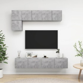 Set de muebles de salón 5 pzas madera ingeniería gris hormigón de vidaXL, Muebles TV - Ref: Foro24-3079113, Precio: 157,48 €,...
