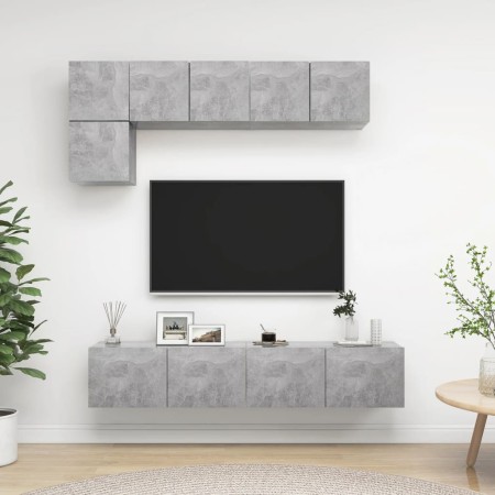 Wohnzimmermöbel-Set 5-teilig betongraues Holzwerkstoff von vidaXL, TV-Möbel - Ref: Foro24-3079113, Preis: 157,48 €, Rabatt: %