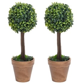 Plantas de boj artificial 2 uds forma bola maceta verde 41 cm