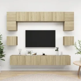 TV-Hängeschränke 8 Stück eichenfarbige Spanplatte Sonoma von vidaXL, TV-Möbel - Ref: Foro24-3079007, Preis: 272,47 €, Rabatt: %