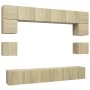 Muebles de pared de TV 8 pzas aglomerado color roble Sonoma de vidaXL, Muebles TV - Ref: Foro24-3079007, Precio: 272,47 €, De...