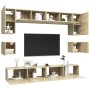 TV-Hängeschränke 8 Stück eichenfarbige Spanplatte Sonoma von vidaXL, TV-Möbel - Ref: Foro24-3079007, Preis: 265,05 €, Rabatt: %