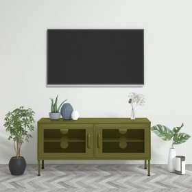 Olivgrüner TV-Schrank 105x35x50 cm aus Stahl von vidaXL, TV-Möbel - Ref: Foro24-336234, Preis: 132,18 €, Rabatt: %