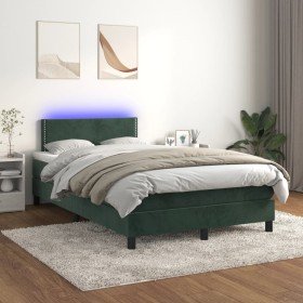 Cama box spring colchón y LED terciopelo verde oscuro 120x200cm Cama box spring colchón y LED terciopelo verde oscuro 120x200cm