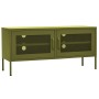 Olivgrüner TV-Schrank 105x35x50 cm aus Stahl von vidaXL, TV-Möbel - Ref: Foro24-336234, Preis: 132,18 €, Rabatt: %