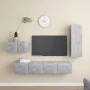 TV-Lounge-Möbel-Set 4-teilig Holztechnik grau Beton von vidaXL, TV-Möbel - Ref: Foro24-3079098, Preis: 142,55 €, Rabatt: %
