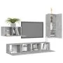 TV-Lounge-Möbel-Set 4-teilig Holztechnik grau Beton von vidaXL, TV-Möbel - Ref: Foro24-3079098, Preis: 142,55 €, Rabatt: %