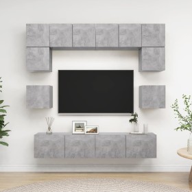Set muebles de salón TV 8 pzas madera ingeniería gris hormigón de vidaXL, Muebles TV - Ref: Foro24-3079111, Precio: 231,13 €,...