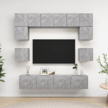 Set muebles de salón TV 8 pzas madera ingeniería gris hormigón de vidaXL, Muebles TV - Ref: Foro24-3079111, Precio: 231,13 €,...
