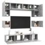 Set muebles de salón TV 8 pzas madera ingeniería gris hormigón