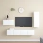 White engineered wood 4-piece TV living room furniture set by vidaXL, TV Furniture - Ref: Foro24-3078678, Price: 172,03 €, Di...