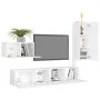 White engineered wood 4-piece TV living room furniture set by vidaXL, TV Furniture - Ref: Foro24-3078678, Price: 172,03 €, Di...