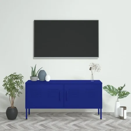 Marineblauer Stahl-TV-Ständer 105x35x50 cm von vidaXL, TV-Möbel - Ref: Foro24-336226, Preis: 164,22 €, Rabatt: %