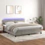 Cama box spring colchón y LED terciopelo gris claro 160x200 cm en Camas y somieres | Comprar online en Foro24