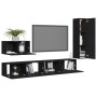 4-teiliges TV-Schrankset aus schwarzer Spanplatte von vidaXL, TV-Möbel - Ref: Foro24-3078781, Preis: 216,94 €, Rabatt: %