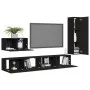 4-teiliges TV-Schrankset aus schwarzer Spanplatte von vidaXL, TV-Möbel - Ref: Foro24-3078781, Preis: 213,90 €, Rabatt: %