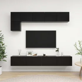Set de muebles de salón TV 5 pzas madera de ingeniería negro de vidaXL, Muebles TV - Ref: Foro24-3078799, Precio: 252,51 €, D...