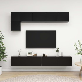 Set de muebles de salón TV 5 pzas madera de ingeniería negro de vidaXL, Muebles TV - Ref: Foro24-3078799, Precio: 242,85 €, D...