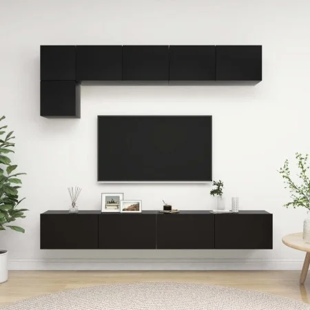 5-teiliges TV-Wohnzimmermöbelset aus schwarzem Holzwerkstoff von vidaXL, TV-Möbel - Ref: Foro24-3078799, Preis: 252,51 €, Rab...