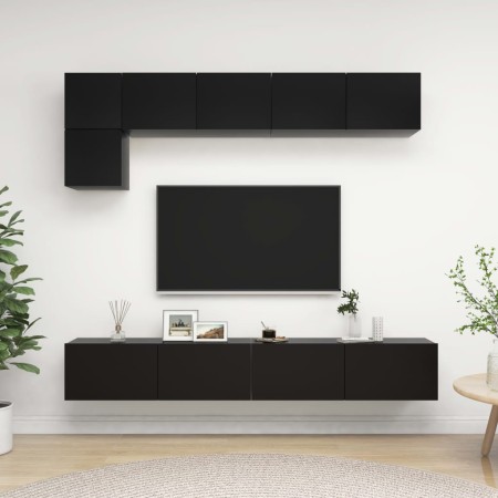 5-teiliges TV-Wohnzimmermöbelset aus schwarzem Holzwerkstoff von vidaXL, TV-Möbel - Ref: Foro24-3078799, Preis: 234,26 €, Rab...