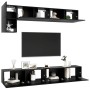 5-teiliges TV-Wohnzimmermöbelset aus schwarzem Holzwerkstoff von vidaXL, TV-Möbel - Ref: Foro24-3078799, Preis: 234,26 €, Rab...