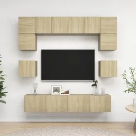 8-teiliges Wohnzimmermöbelset aus Sonoma-Eiche von vidaXL, TV-Möbel - Ref: Foro24-3079006, Preis: 252,97 €, Rabatt: %