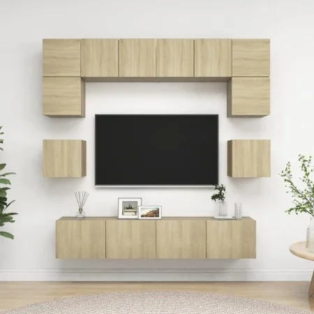 8-teiliges Wohnzimmermöbelset aus Sonoma-Eiche von vidaXL, TV-Möbel - Ref: Foro24-3079006, Preis: 252,97 €, Rabatt: %