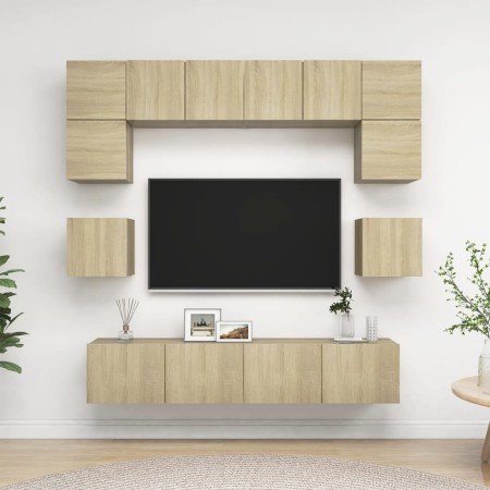 8-teiliges Wohnzimmermöbelset aus Sonoma-Eiche von vidaXL, TV-Möbel - Ref: Foro24-3079006, Preis: 247,31 €, Rabatt: %